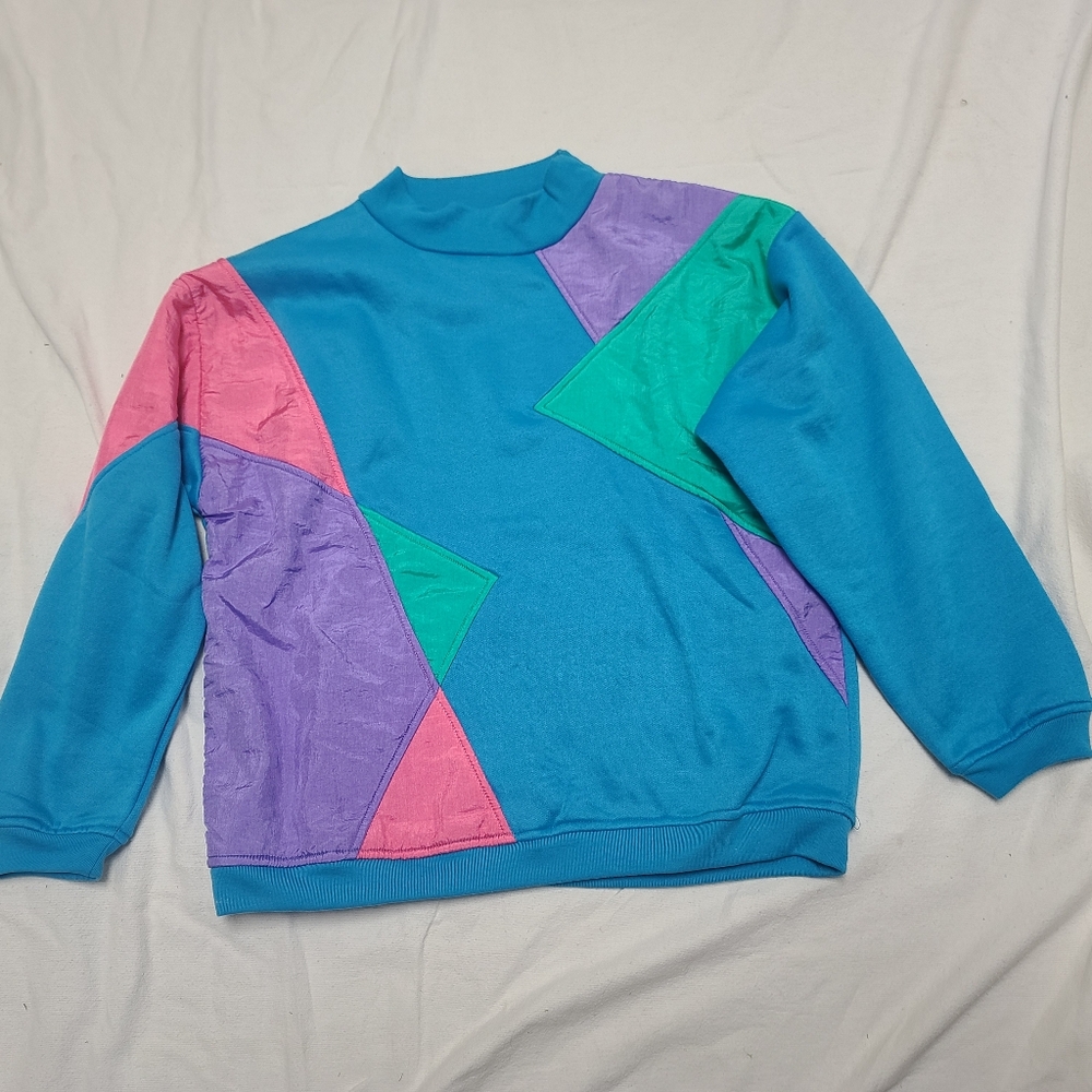 80's 90's Colorblock Geometric Sweatshirt - Picture 7 of 7